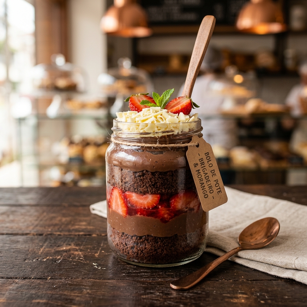 Bolo de Pote - Brigadeiro Belga & Morango